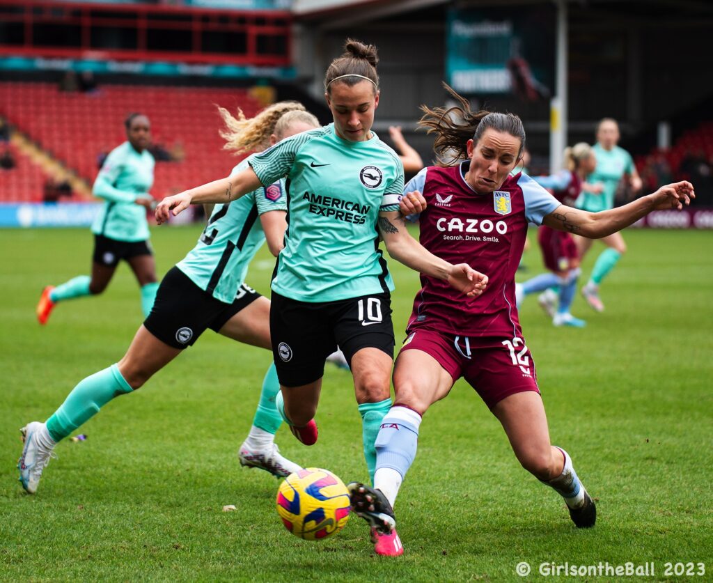 Julia Zigiotti + Lucy Staniforth, Aston Villa v Brighton, Barclays WSL