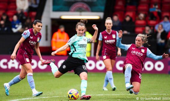 Julia Zigiotti + Jordan Nobbs, Aston Villa v Brighton, Barclays WSL