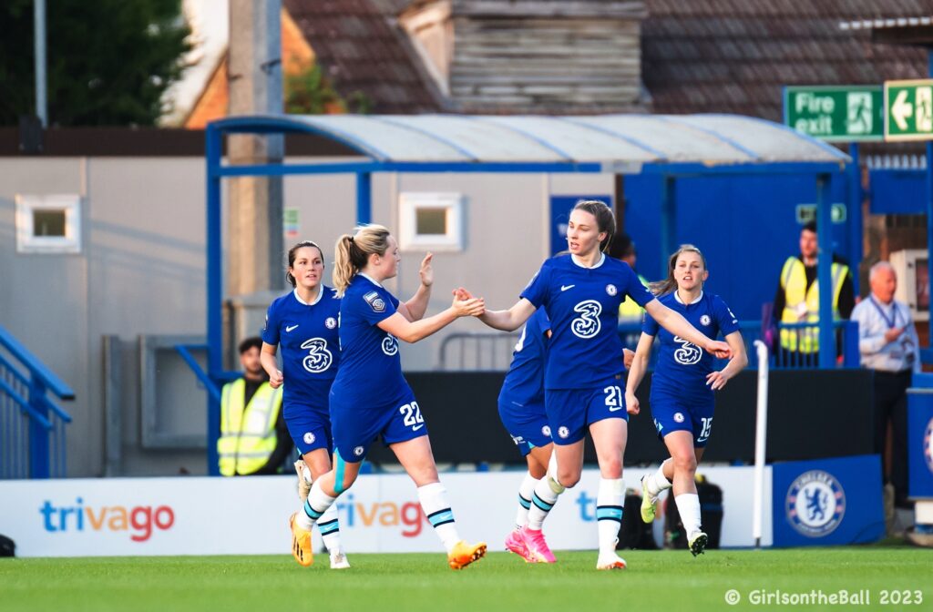 Niamh Charles scores against Liverpool in the Barclays WSL