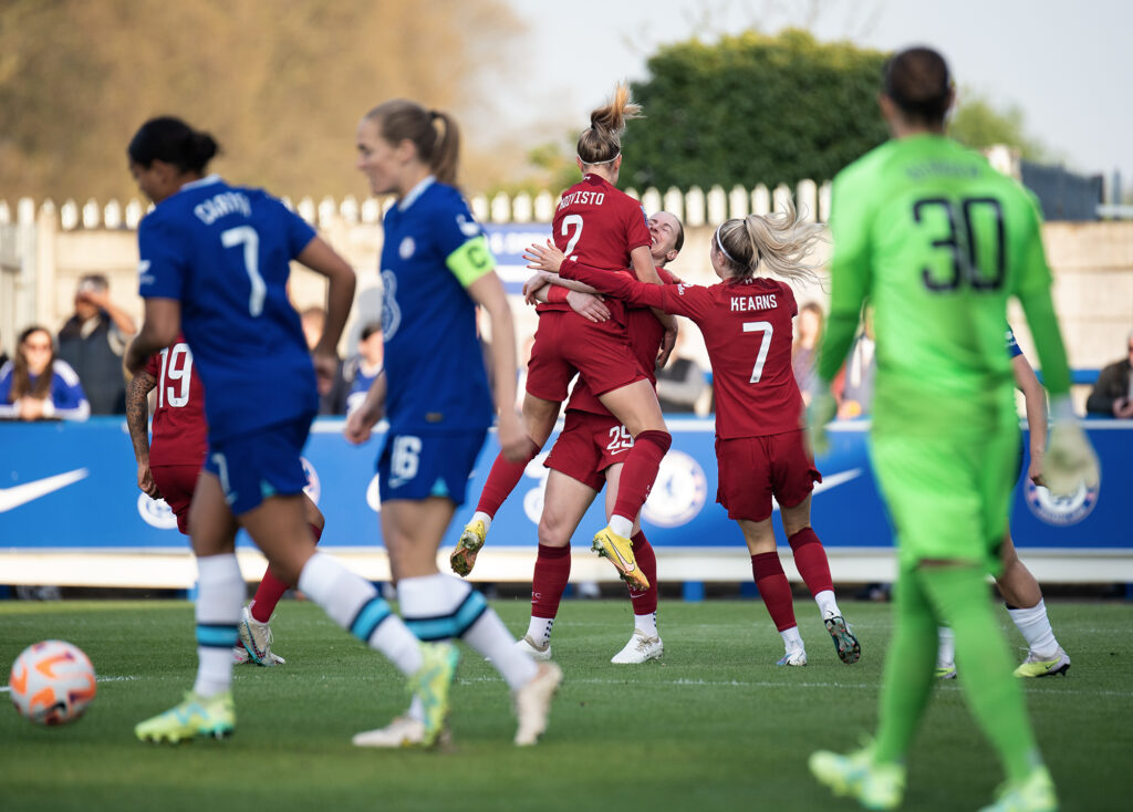 Emma Koivisto scores for Liverpool against Chelsea in the Barclays WSL