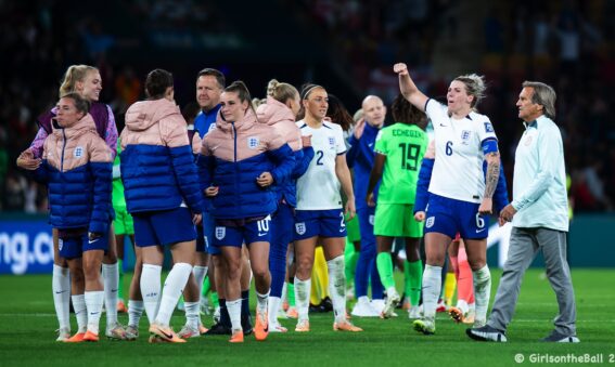 England celebrate beating Nigeria in the 2023 World Cup