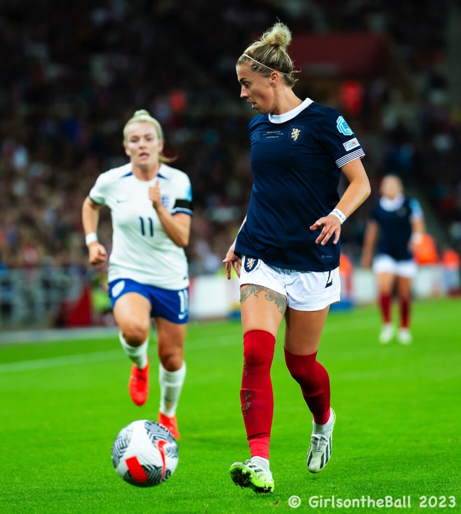 Nicola Docherty playing for Scotland, Nations League, September 2023