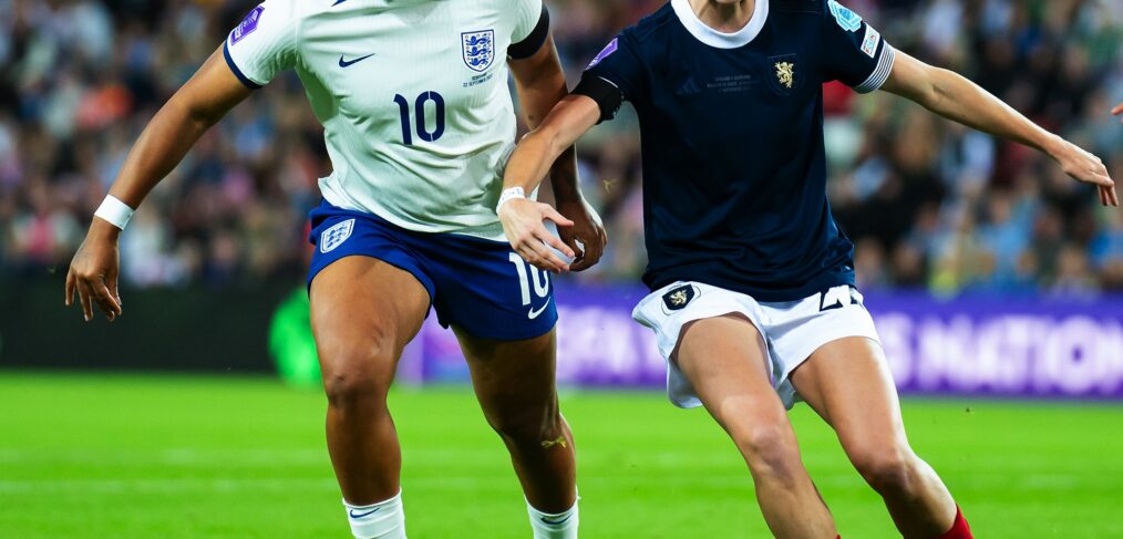 Lauren James + Sam Kerr, England v Scotland, UEFA Women's Nations League