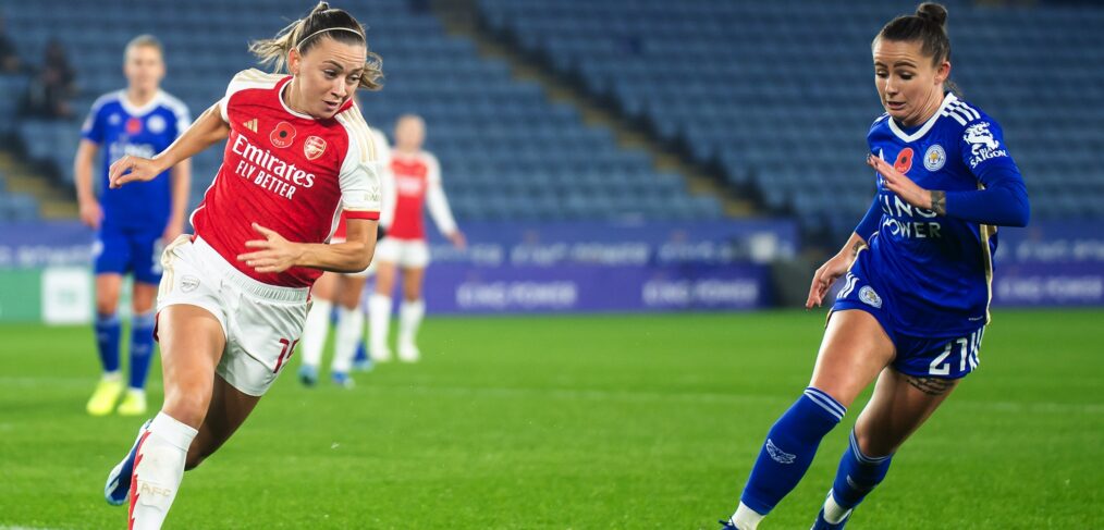 Katie McCabe + Hannah Cain, Leicester City v Arsenal, Barclays WSL