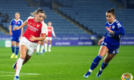 Katie McCabe + Hannah Cain, Leicester City v Arsenal, Barclays WSL