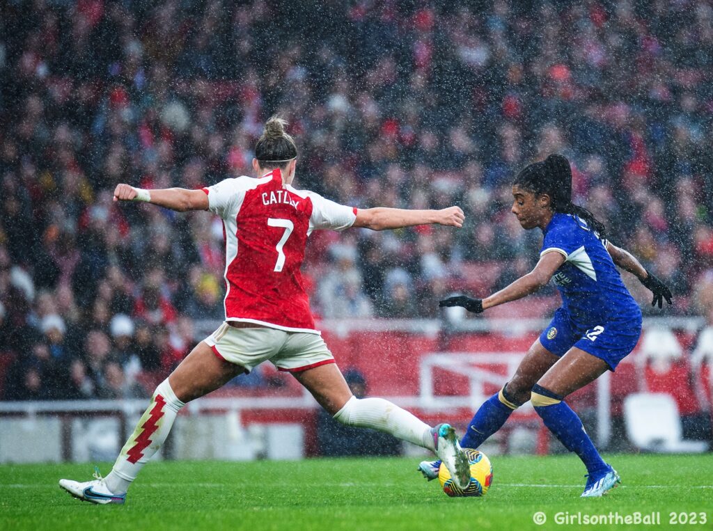 Ashley Lawrence + Steph Catley, Arsenal v Chelsea, Barclays WSL