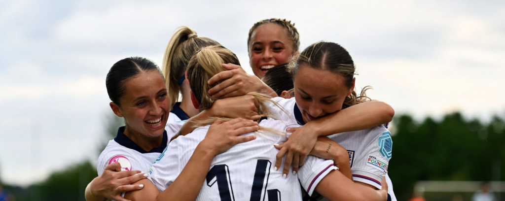 England celebrate Poppy Pritchard's game against France