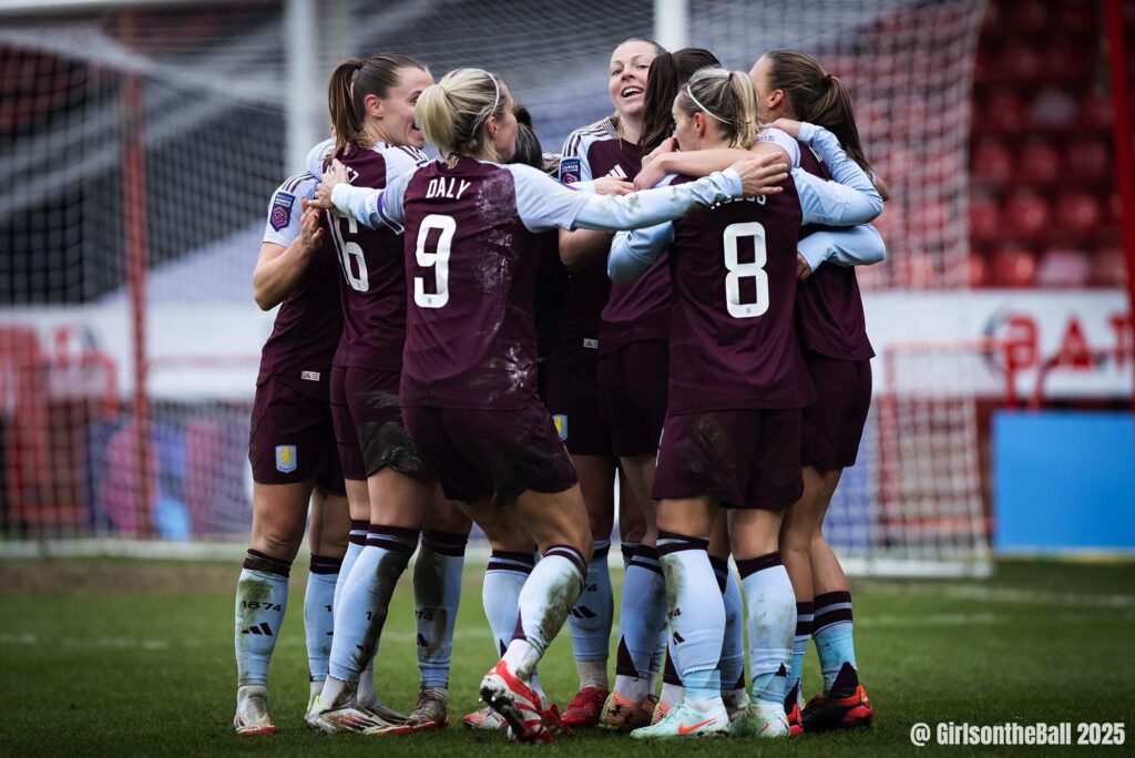 Aston Villa celebrate Chasity Grant's goal against Brighton, Adobe Women's FA Cup 5th Round