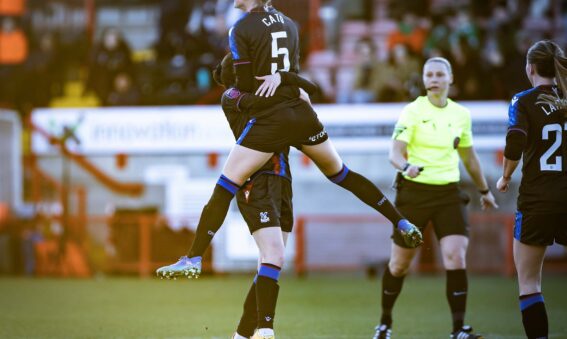 My Cato celebrates scoring Crystal Palace's equaliser against Brighton in the Barclays WSL