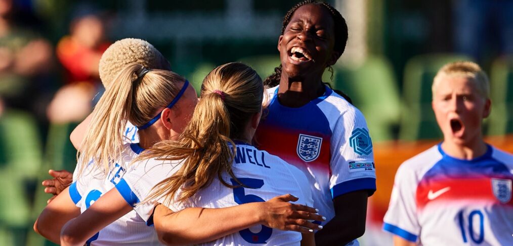 England U19s celebrate their second goal against the Netherlands, U19 Euro 2025