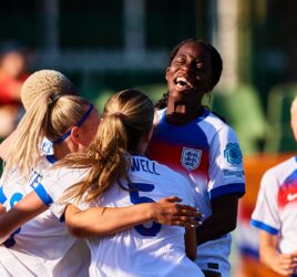 England U19s celebrate their second goal against the Netherlands, U19 Euro 2025