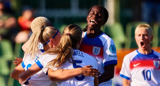 England U19s celebrate their second goal against the Netherlands, U19 Euro 2025